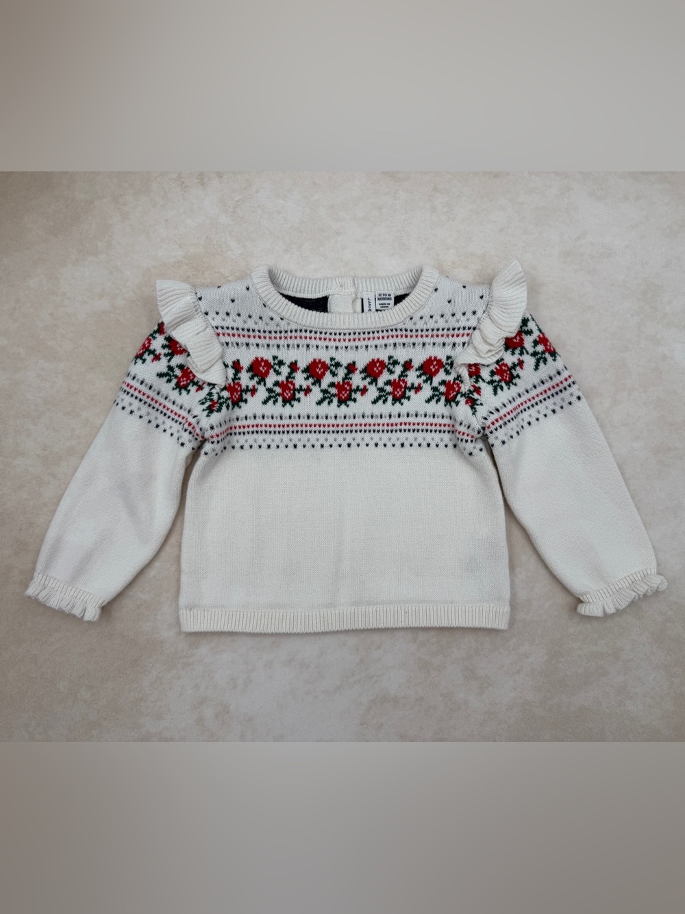 Janie and Jack Floral Ruffle Holiday Sweater